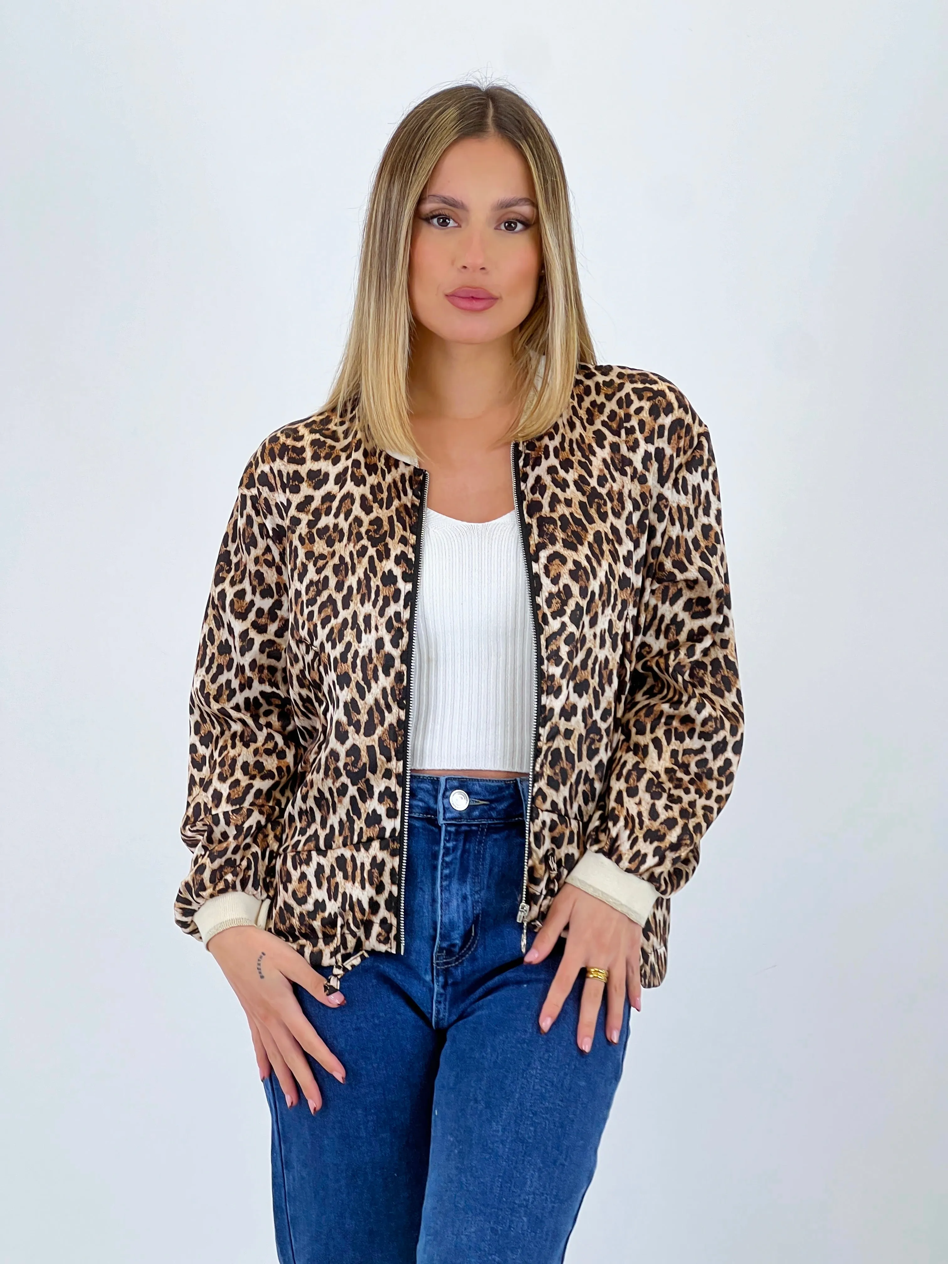 Cazadora bomber animal print