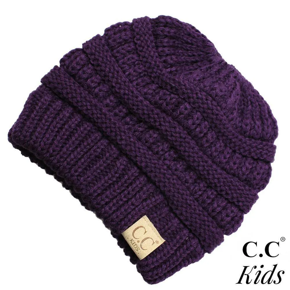 C.C Kid's Messy Bun Beanie - Purple