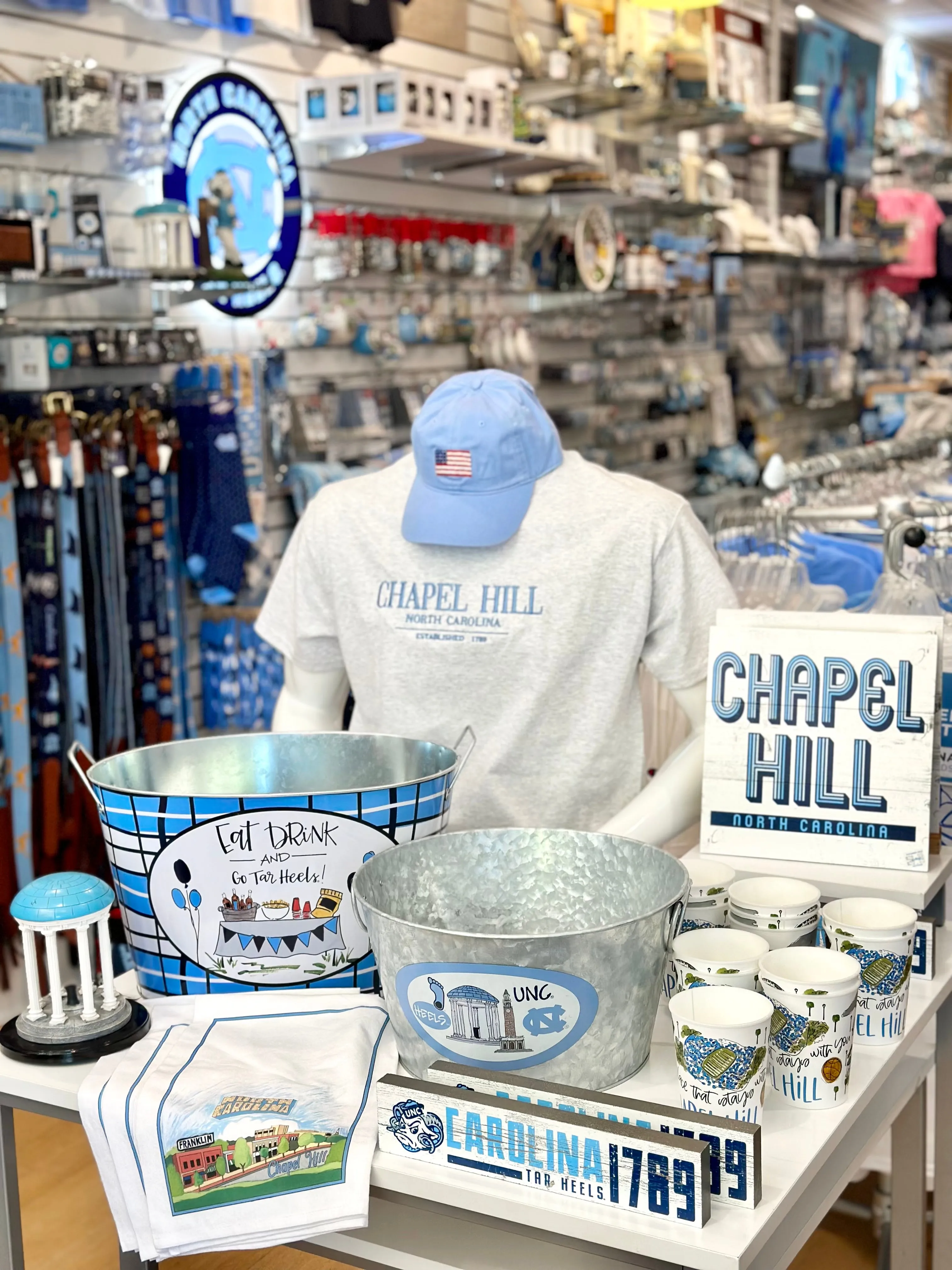 Chapel Hill North Carolina Embroidered Grey Chill T-Shirt