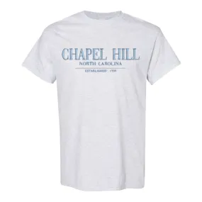 Chapel Hill North Carolina Embroidered Grey Chill T-Shirt