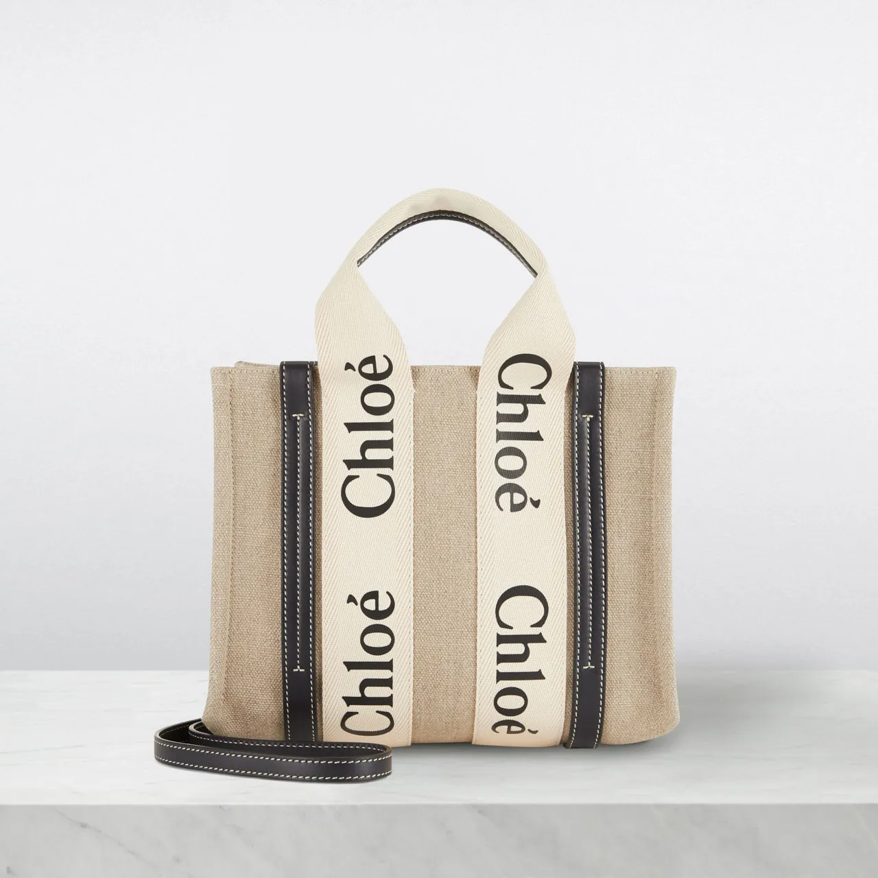 CHLOÉ Woody Small Tote - White Blue