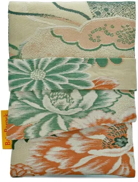 Chrysanthemums and Cranes - Japanese vintage silk foldover pouch