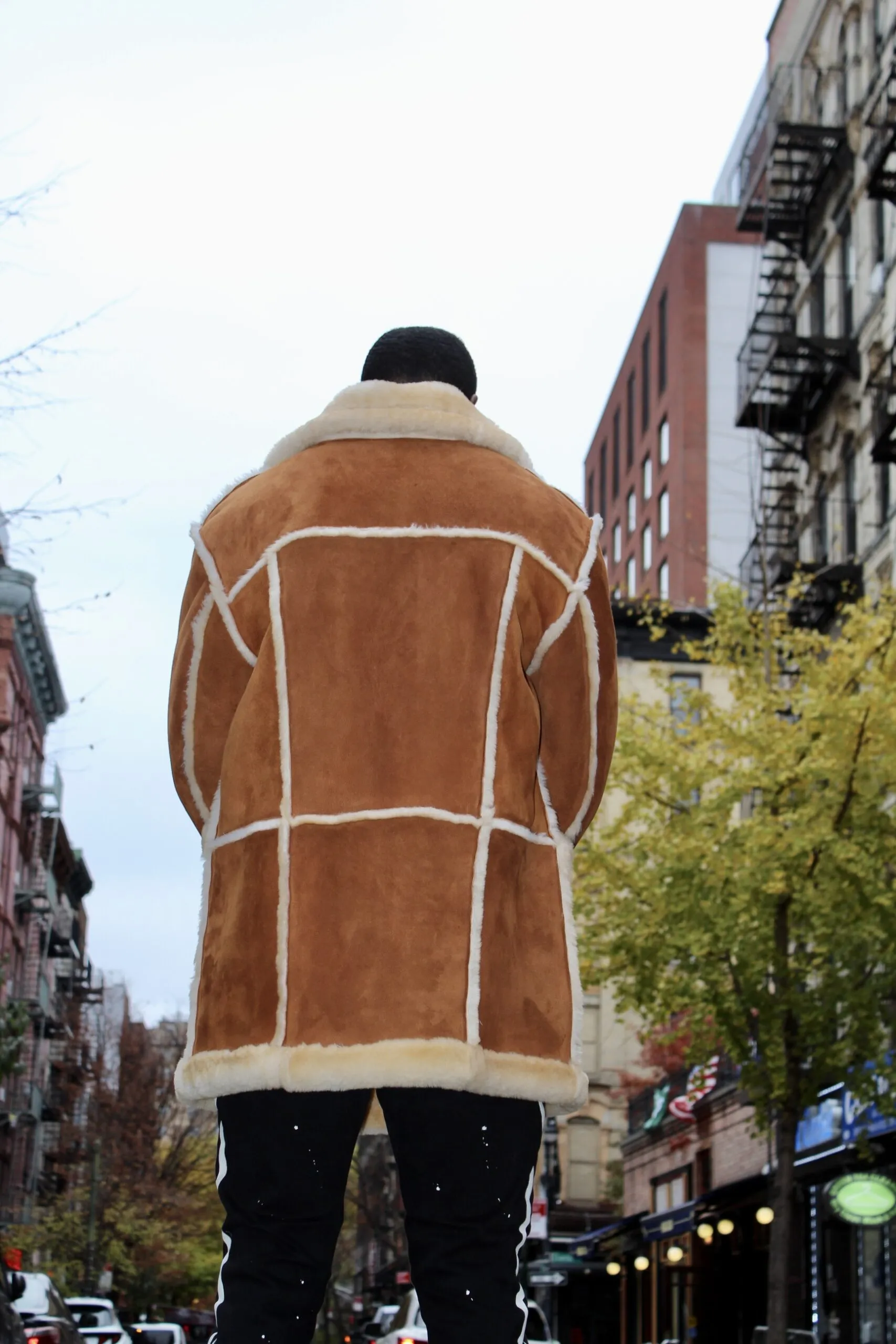 Cognac Shearling with Collar - Daniel's Leather