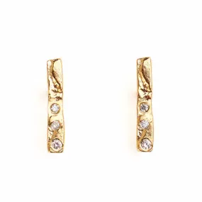 Collette Bar Studs with 3 Diamonds