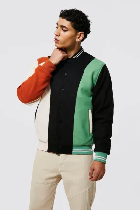 Colourblock Melton Bomber