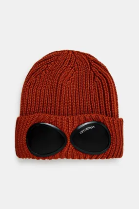 C.P. Company wool beanie Extra Fine Merino Wool Goggle Beanie brown color 17CMAC122A005509A