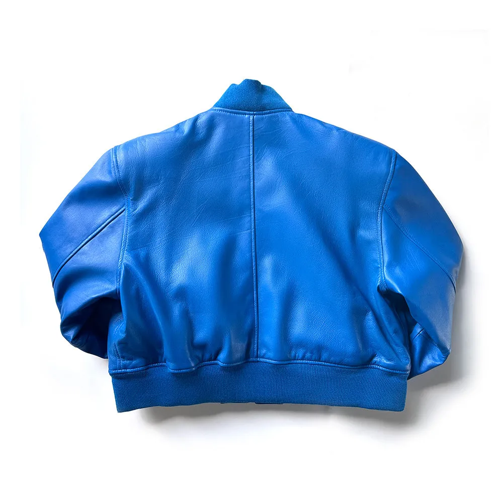 Cropped leather bomber jacket