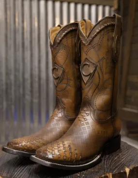 Cuadra Engraved Honey Leather Western Boots