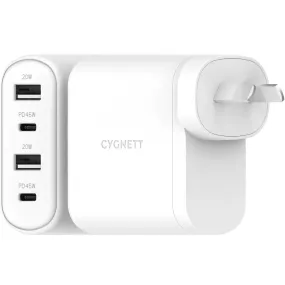 Cygnett Powerplus 45W USB/USB-C Quad AC Wall Charger