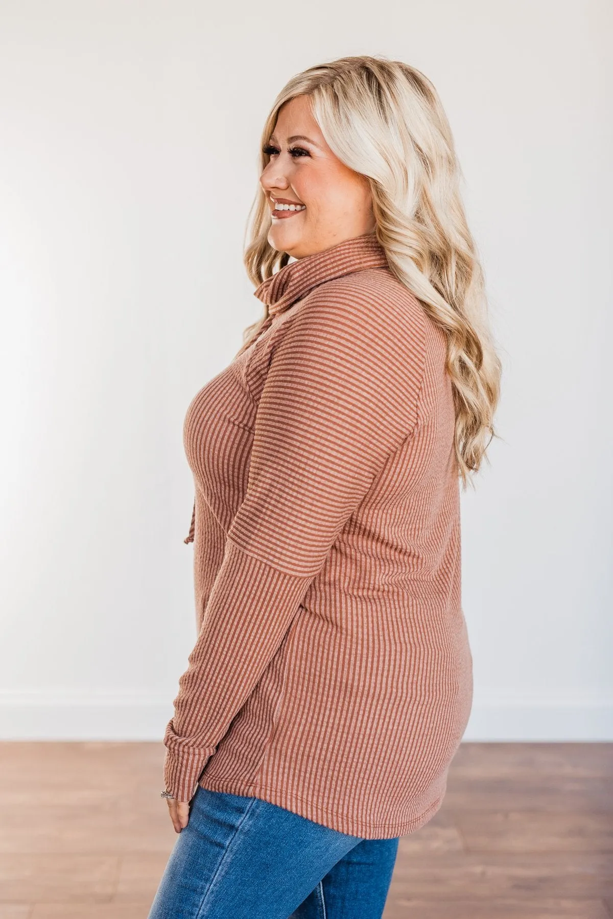 Delightfully Divine Cowl Neck Top- Rust