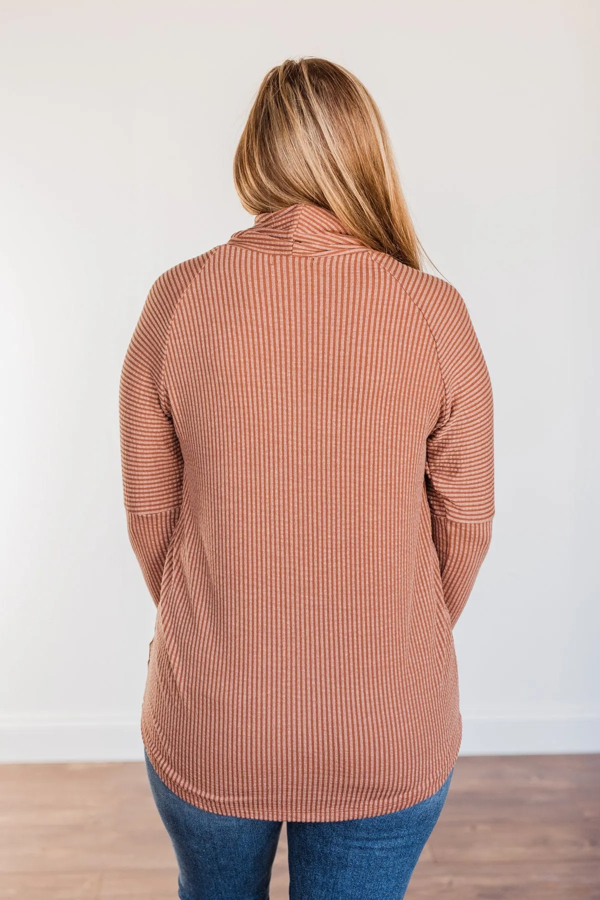 Delightfully Divine Cowl Neck Top- Rust