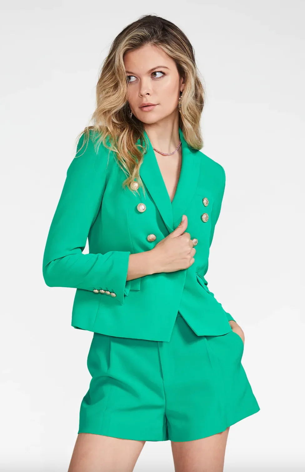 Delilah Crepe Blazer - Bright Green