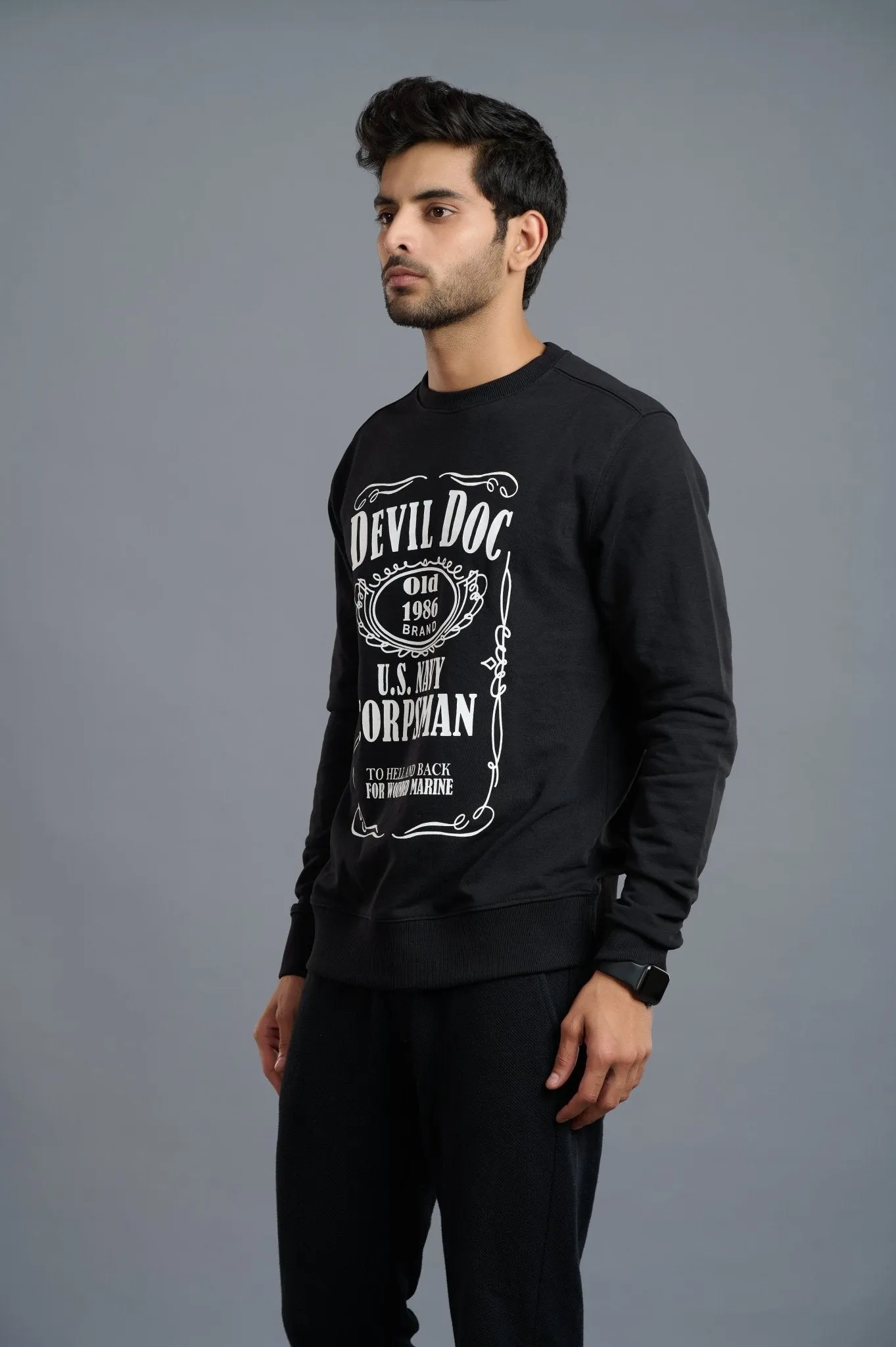 Devils Doctor Printed Black Sweatshirt for Men