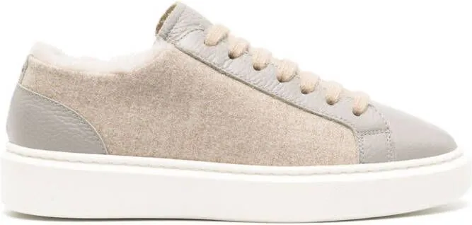 Doucal's faux-shearling leather sneakers Neutrals