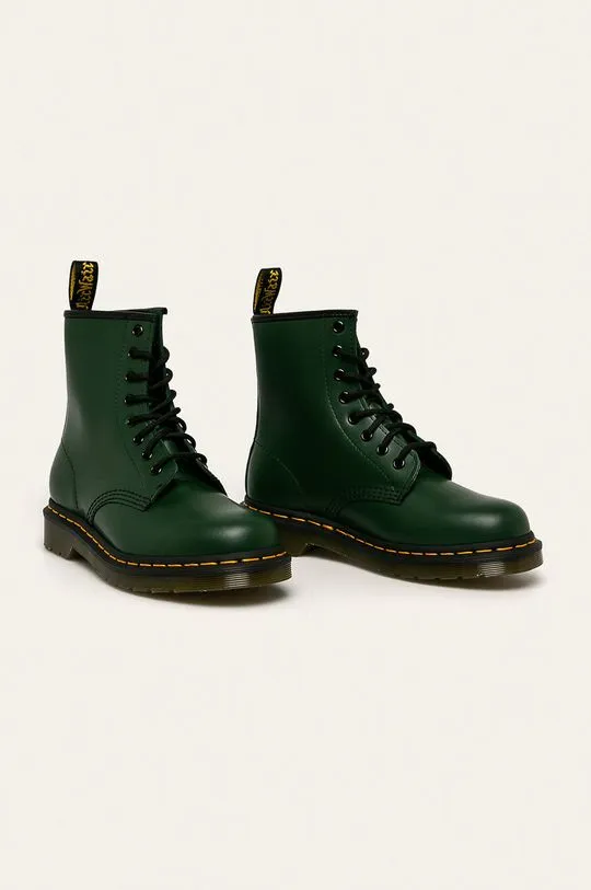 Dr. Martens leather biker boots 1460 women's green color