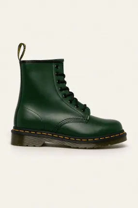 Dr. Martens leather biker boots 1460 women's green color