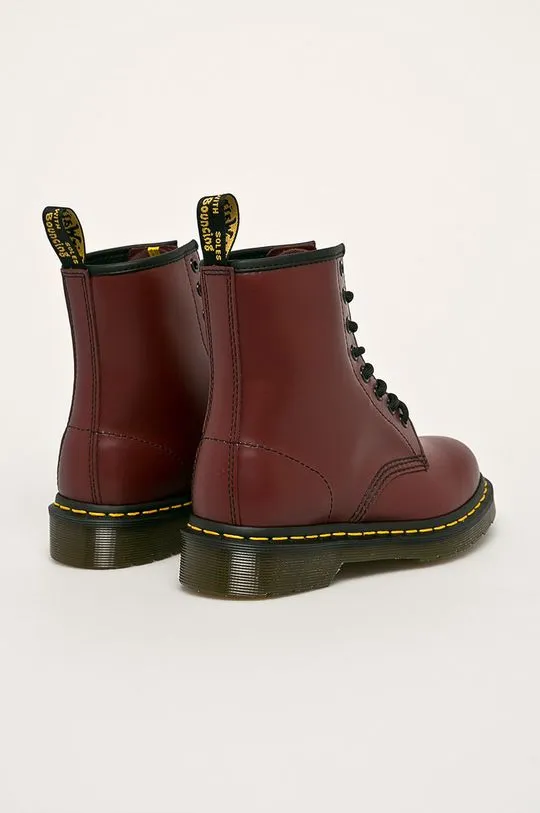 Dr. Martens leather biker boots 1460 women's maroon color