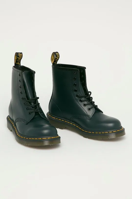 Dr. Martens leather biker boots 1460 women's navy blue color