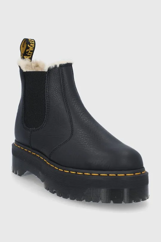 Dr. Martens leather chelsea boots 2976 Quad Fl women's black color