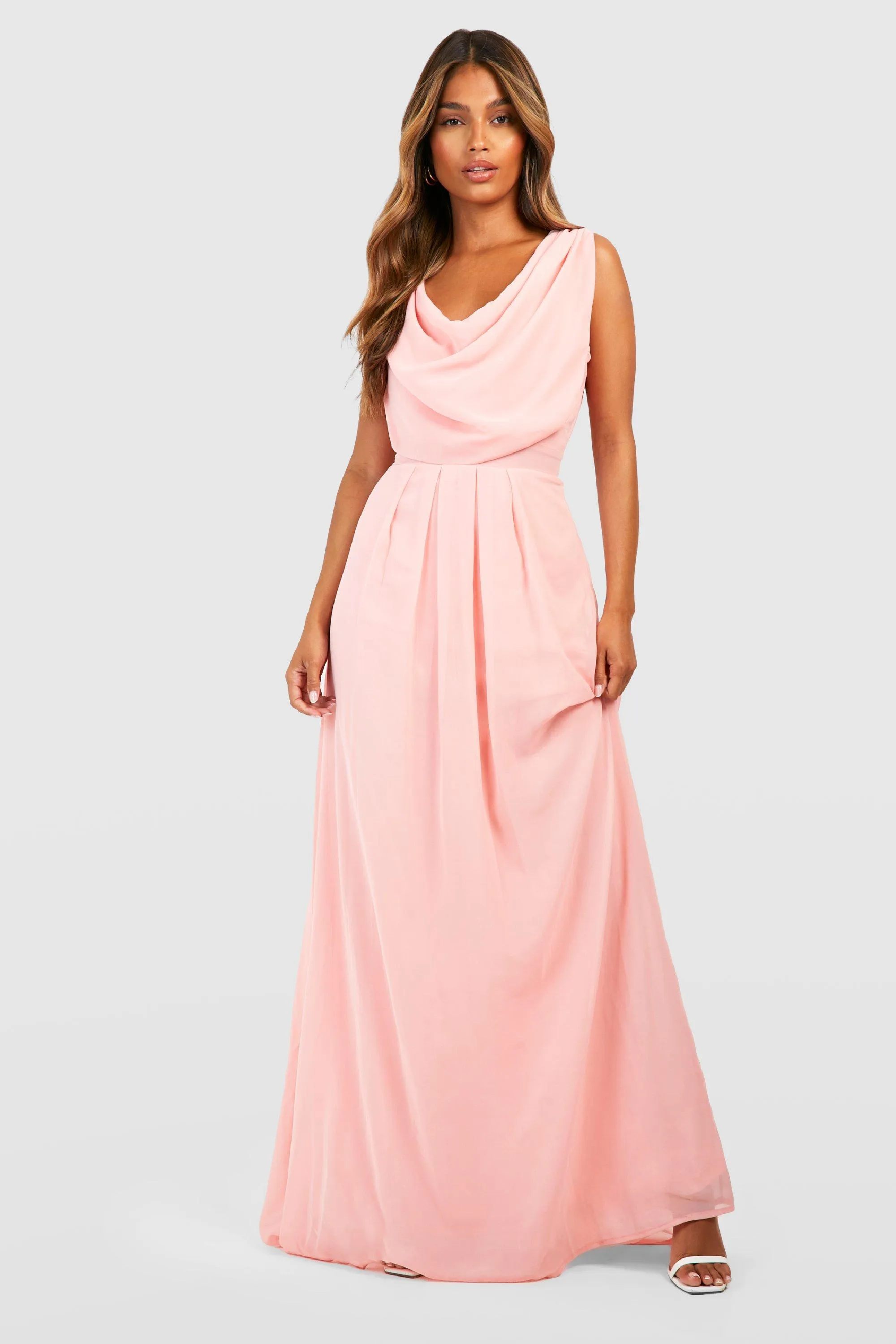 Draped Cowl Neck Maxi Dress