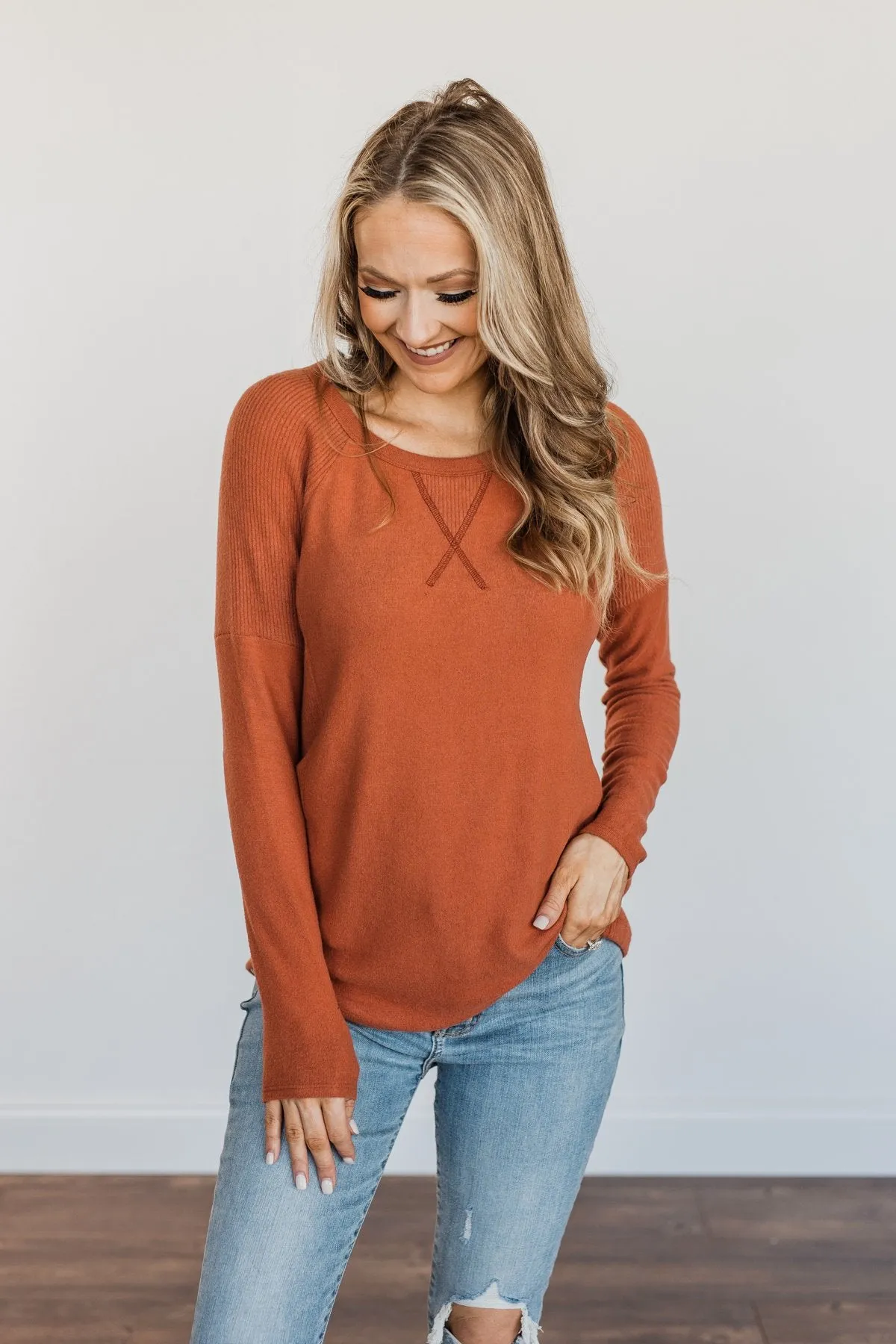 Dreaming About Fall Long Sleeve Top- Burnt Orange