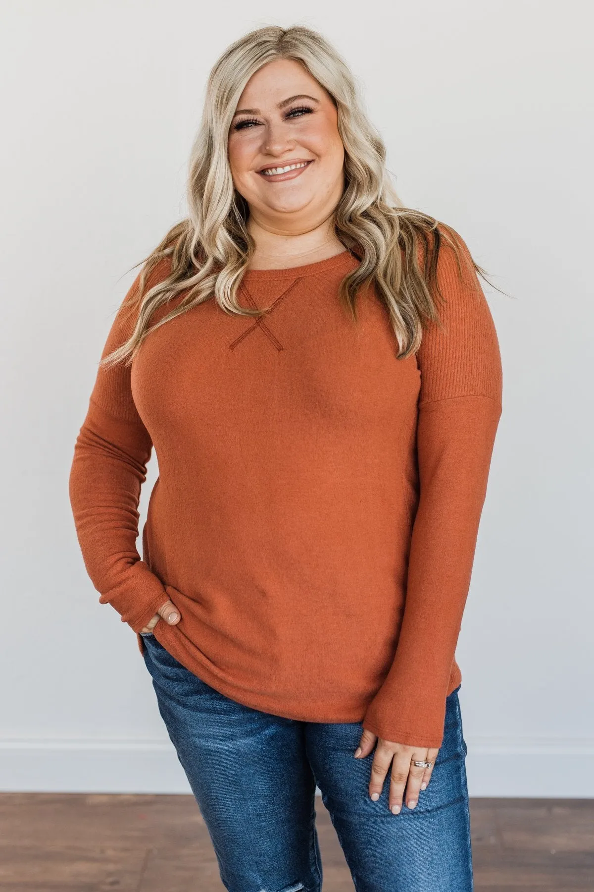 Dreaming About Fall Long Sleeve Top- Burnt Orange