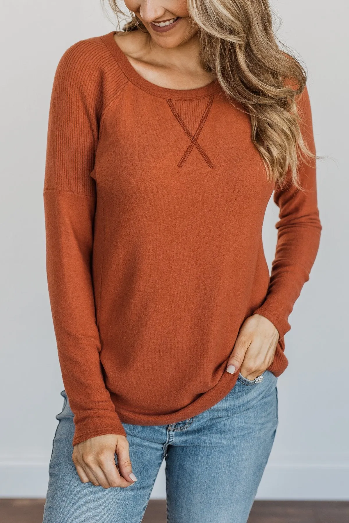 Dreaming About Fall Long Sleeve Top- Burnt Orange