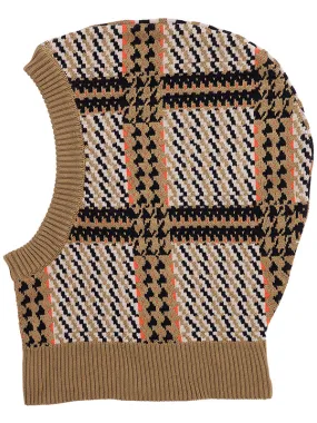 Dusk Knit Balaclava - Orange Mixed Checks