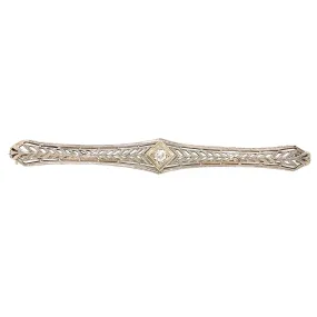 Estate 14k White Gold Diamond Bar Pin