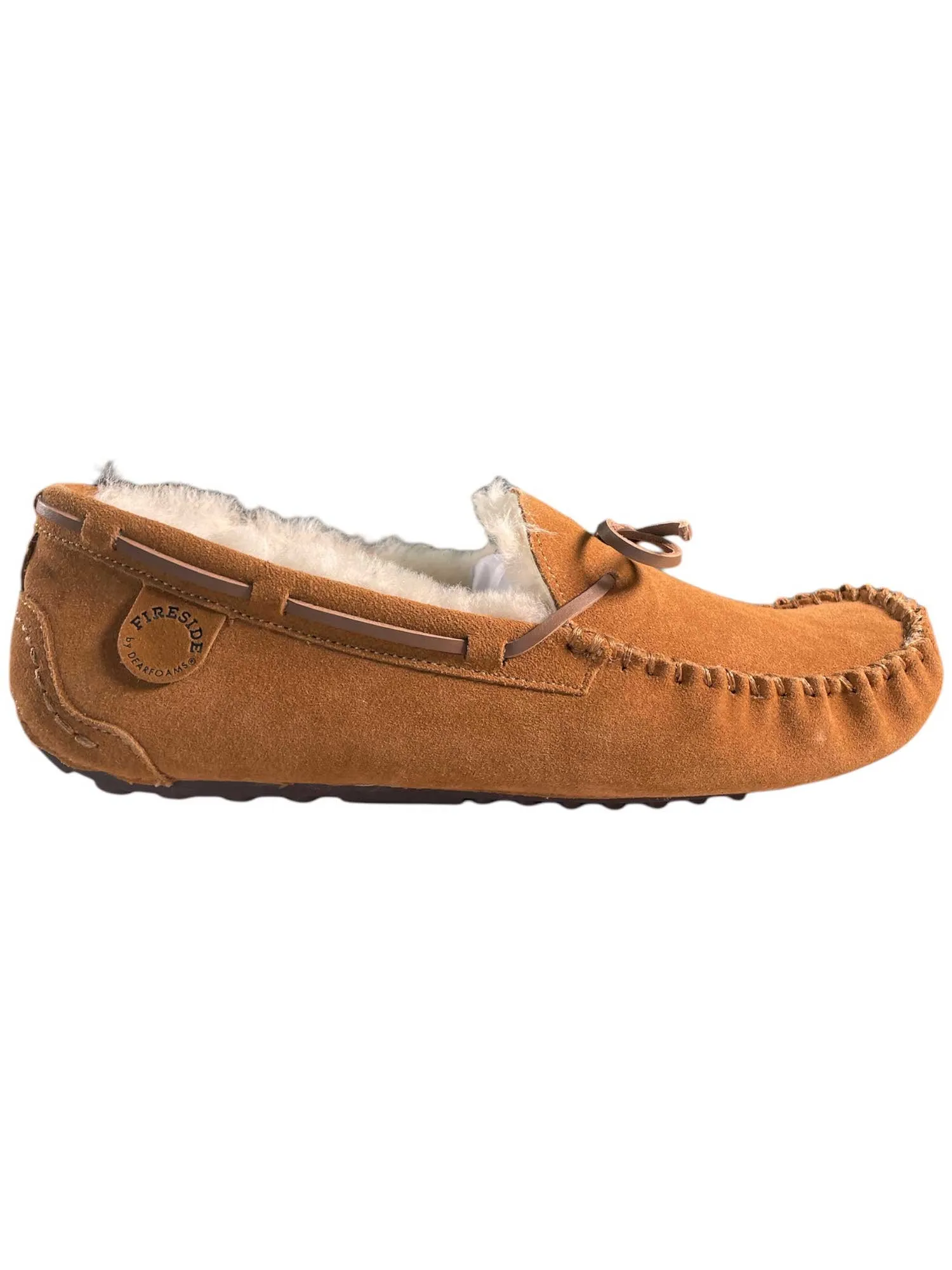 Fireside by Dearfoams Men's Victor Genuine Shearling Moccasin Slipper with Tie