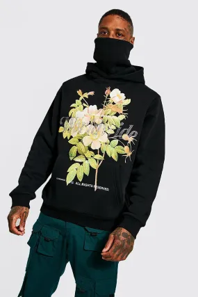 Floral Rhinestone Snood Hoodie