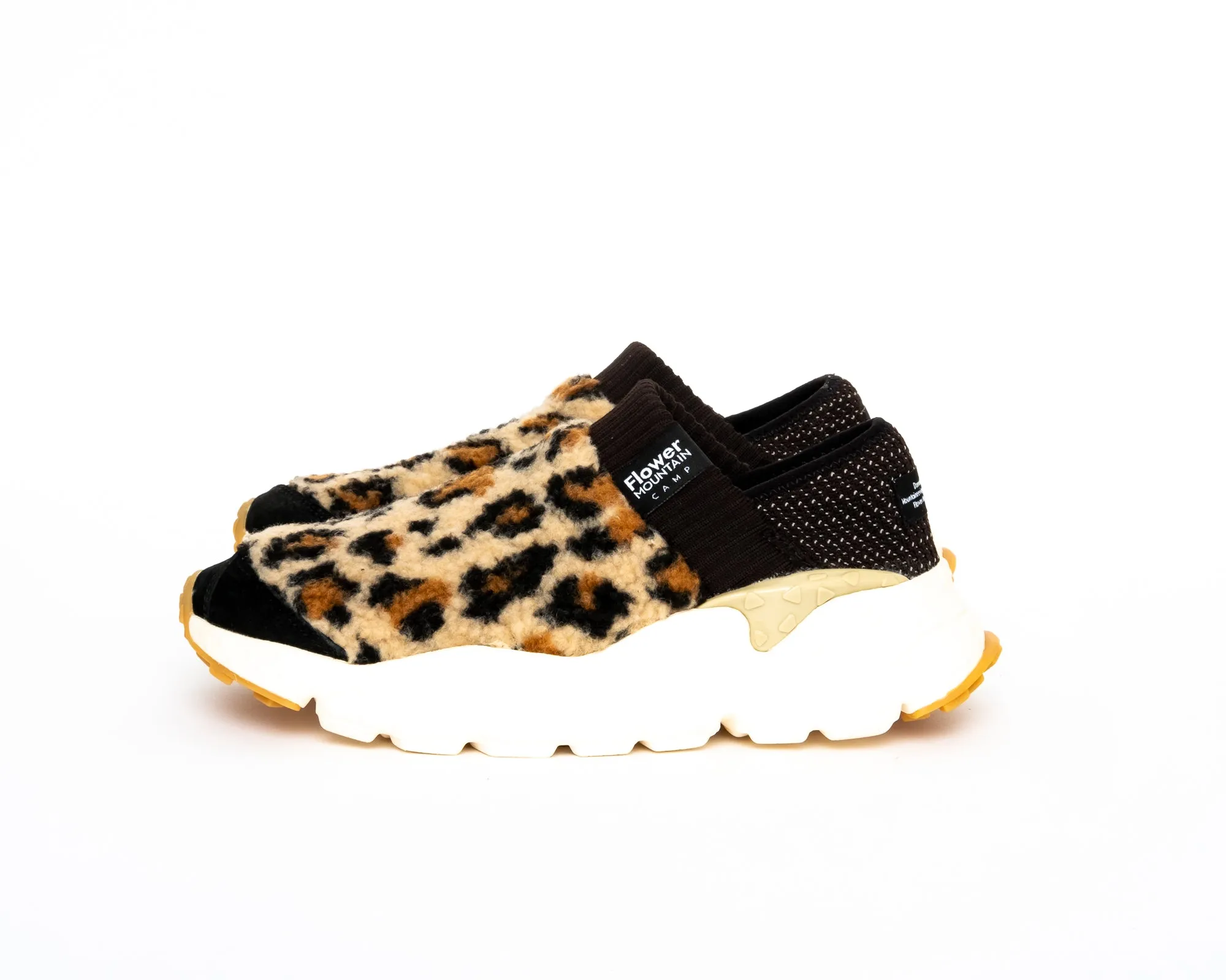 Flower Mountain Camp - Shearling & Fabric / Charcoal & Animal Print (Woman)