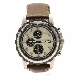 Fossil Men's Dean FS4829 Brown Leather Chronograph Analog Watch