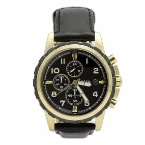 Fossil Men's Dean FS4830 Black Chronograph Leather Watch