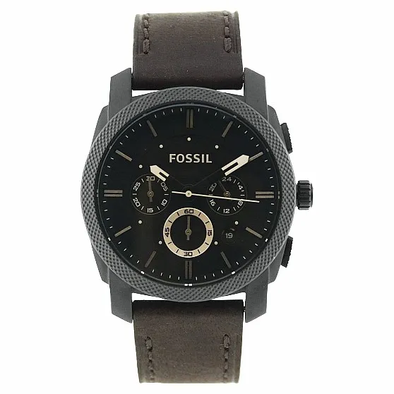 Fossil Watch Machine FS4656IE Black/Stainless Steel Analogue/Brown Leather Strap