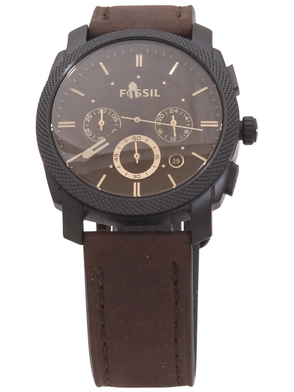 Fossil Watch Machine FS4656IE Black/Stainless Steel Analogue/Brown Leather Strap