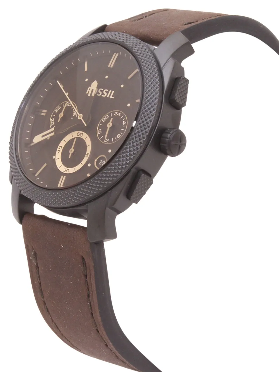 Fossil Watch Machine FS4656IE Black/Stainless Steel Analogue/Brown Leather Strap