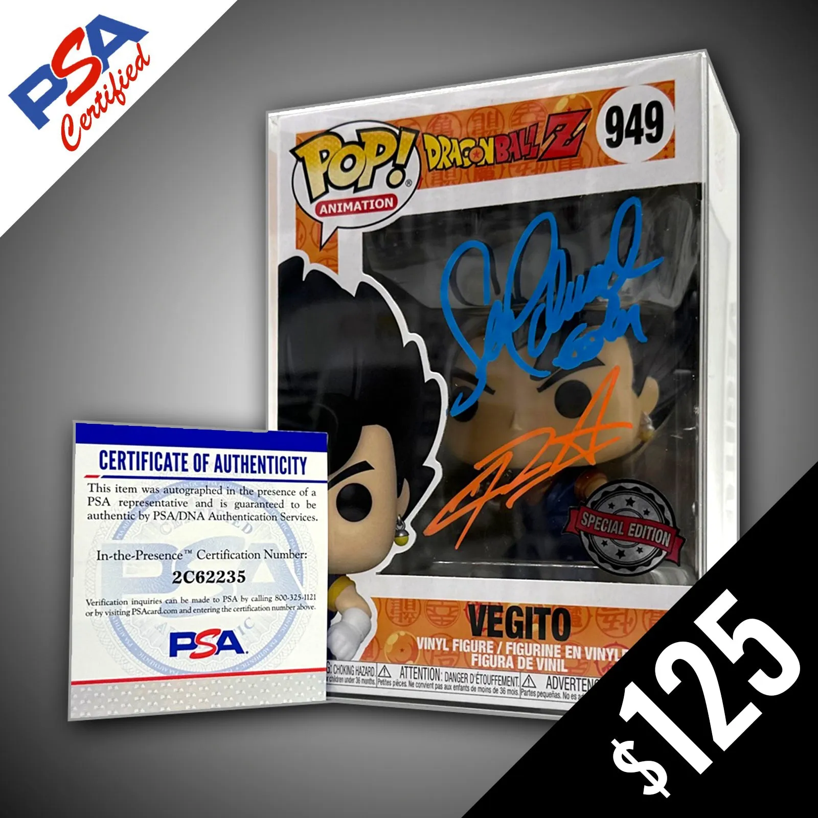 Funko Pop! DBZ: Vegito #949 - SIGNED by C. Sabat & S. Schemmel (PSA Certified) (Special Edition)