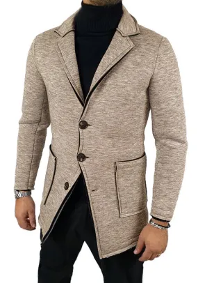 Giacca blazer uomo invernale beige slim fit cappotto elegante made in Italy