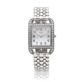 Hermès Cape Cod Watch Reference CC1.230, a stainless steel quartz wristwatch with diamonds