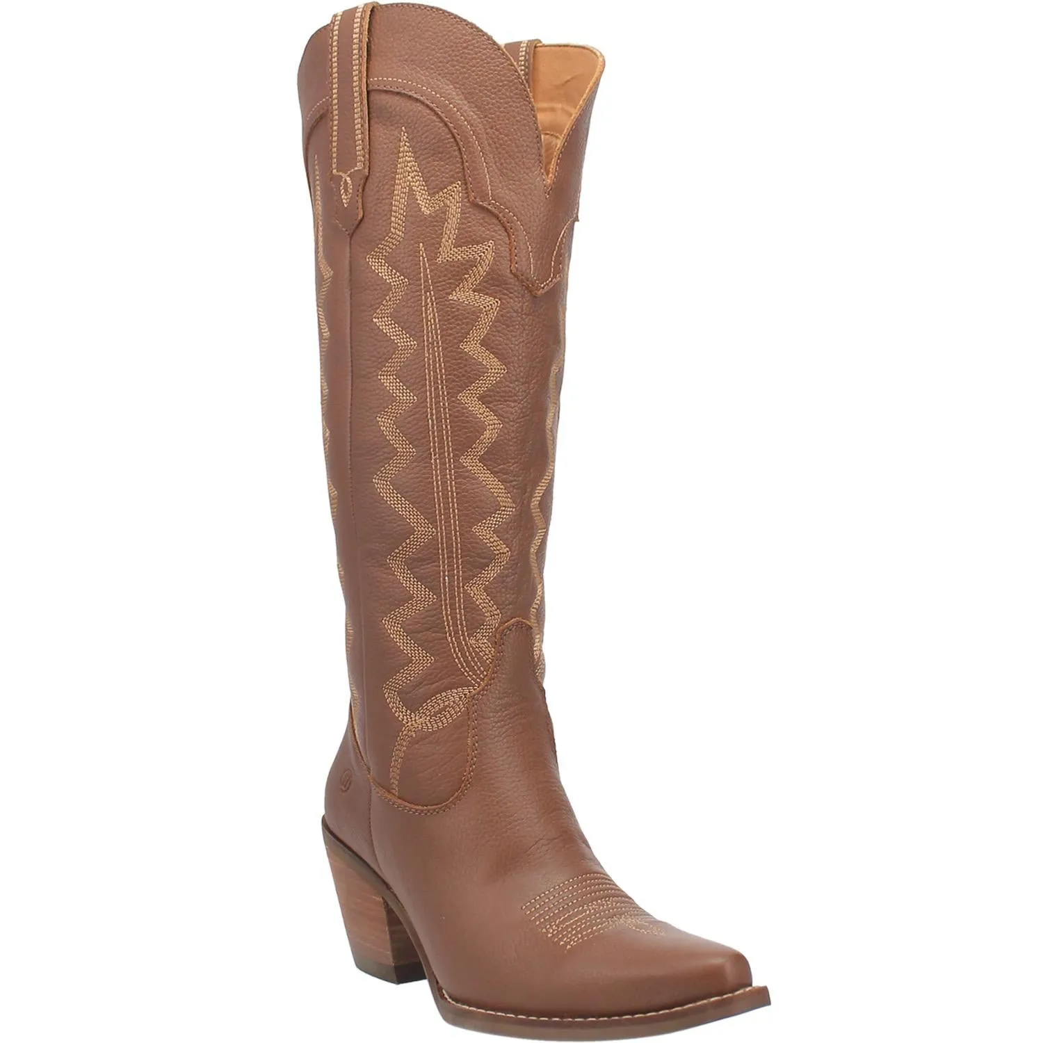 High Cotton Embroidered Brown Leather Knee High Boots (DS)