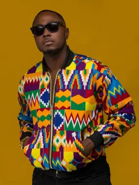 Jamal Bomber Jacket in African Kente Print - African Clothing Store | JT Aphrique