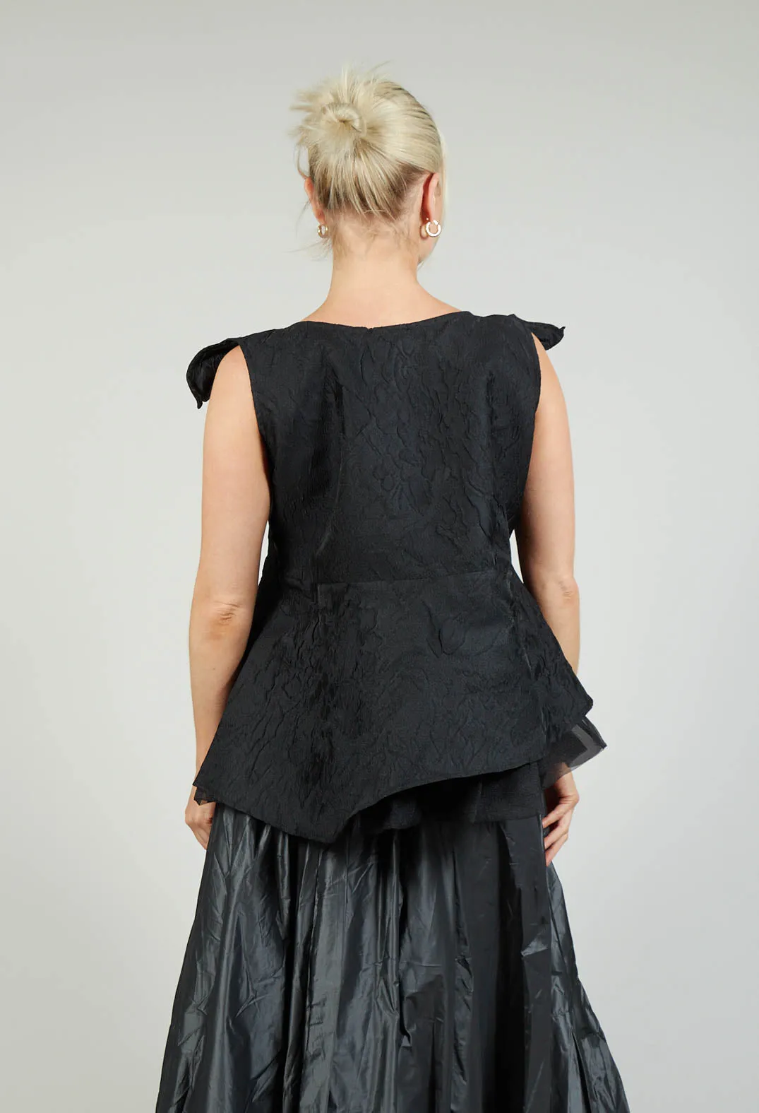 Lace Cowl Neckline Top in Black