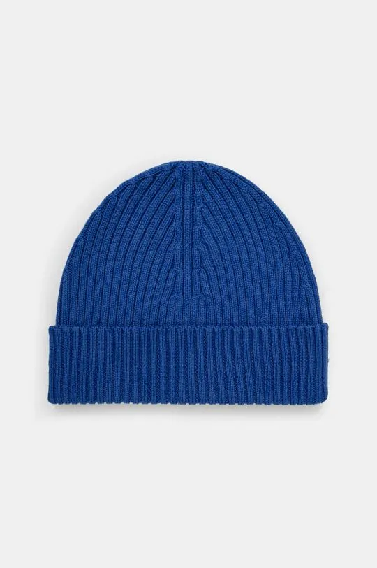 Lacoste wool beanie blue color