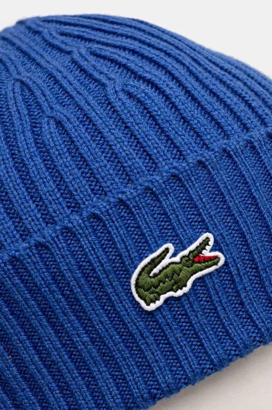 Lacoste wool beanie blue color