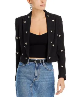 L'AGENCE Womens Metallic Hearts Casual Open-Front Blazer