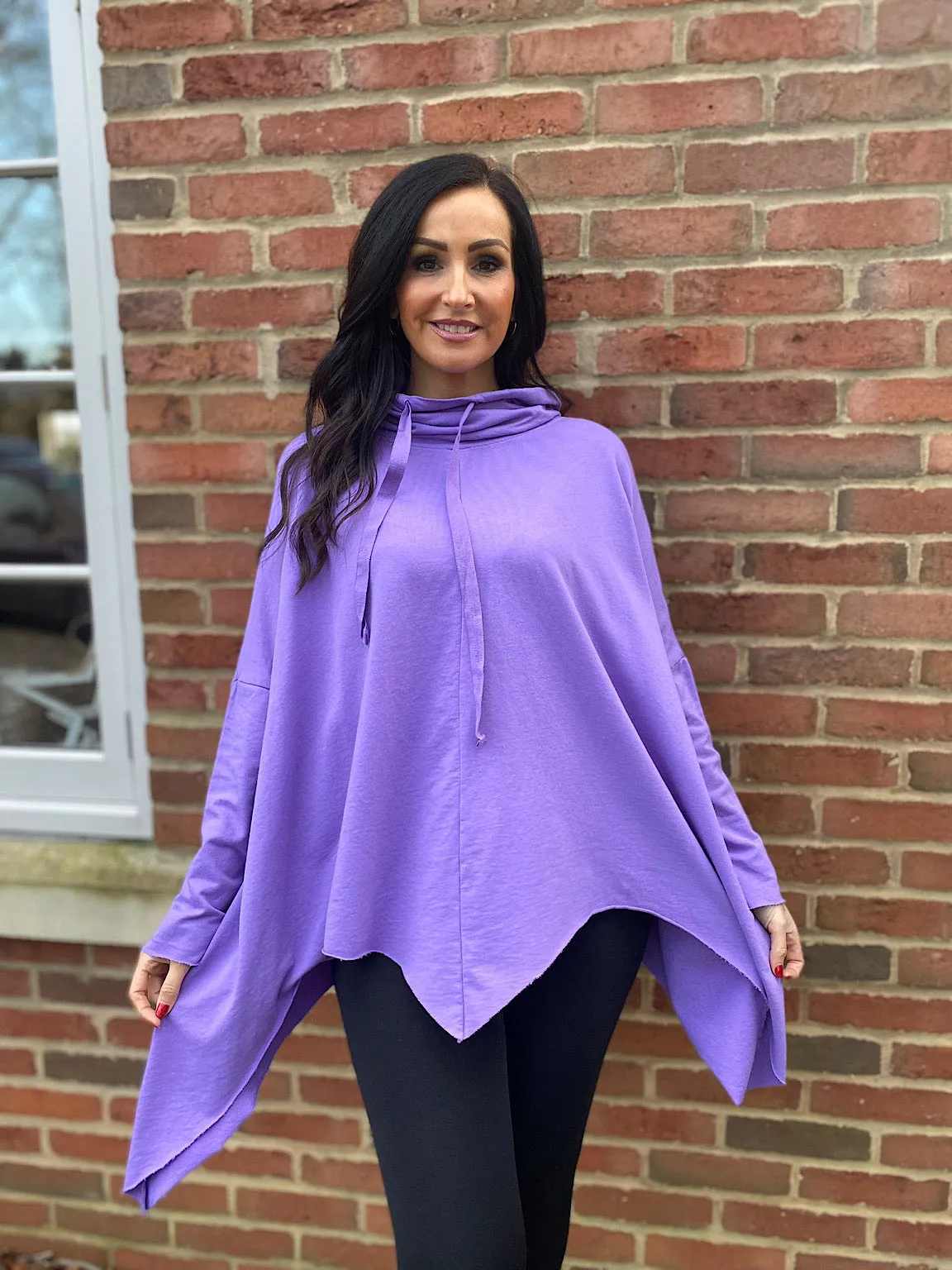 Lilac Drawstring Cowl Neck Sweatshirt Louise