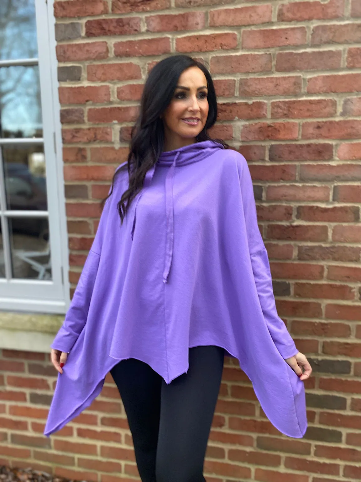 Lilac Drawstring Cowl Neck Sweatshirt Louise