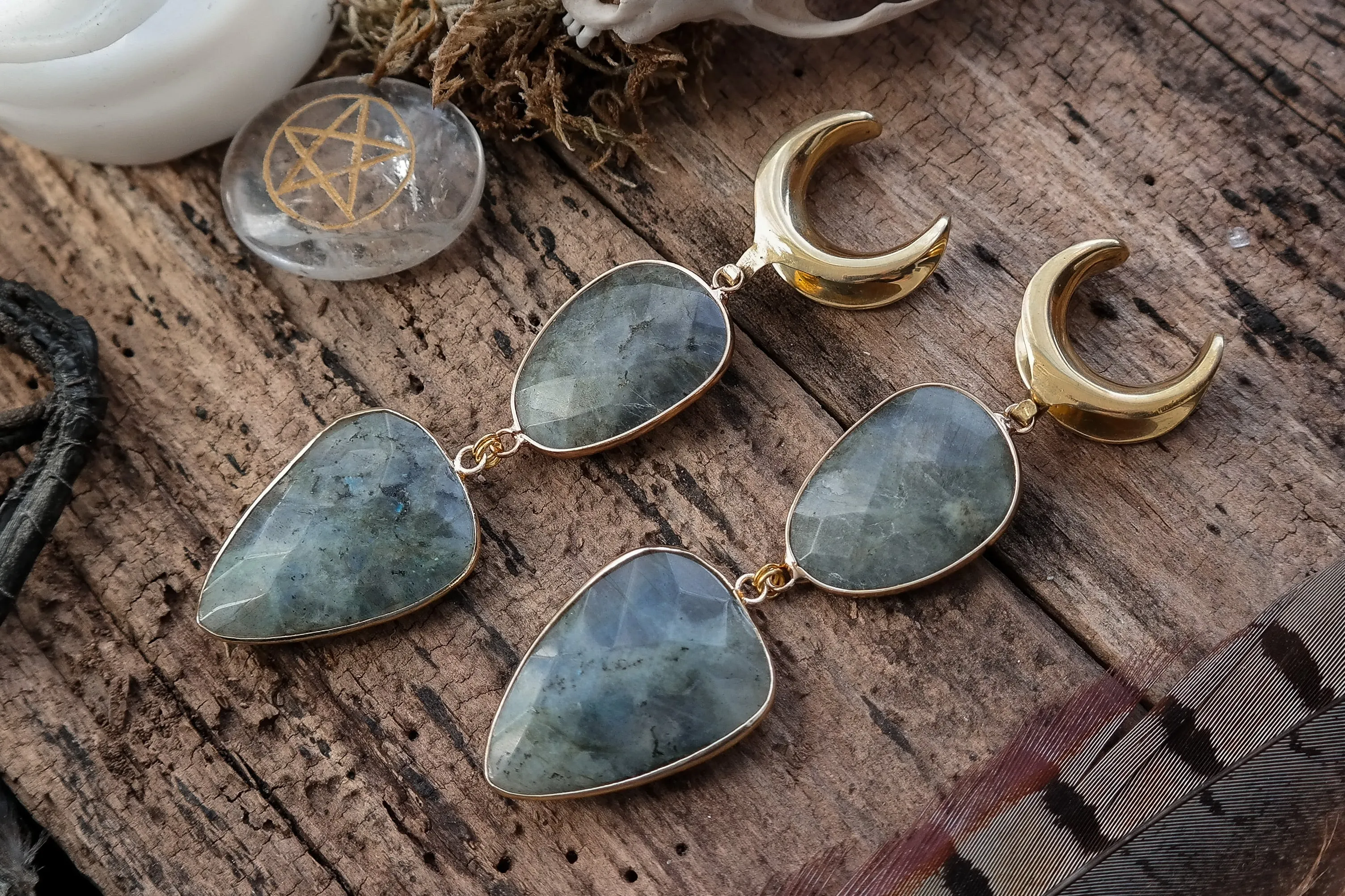 Long Labradorite Saddle Hangers