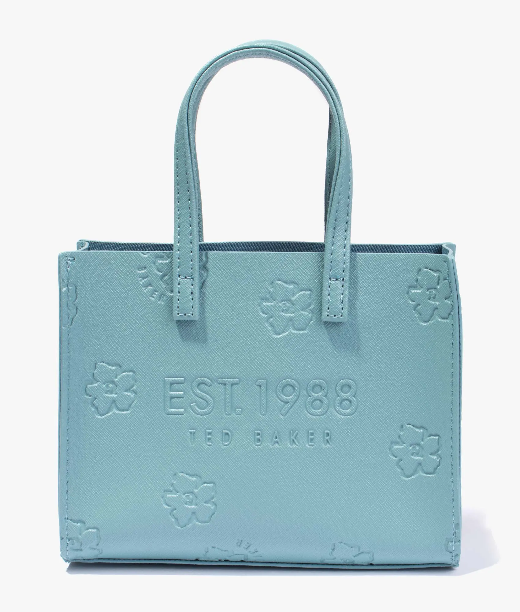 Lucicon debossed floral small shopper in teal blue